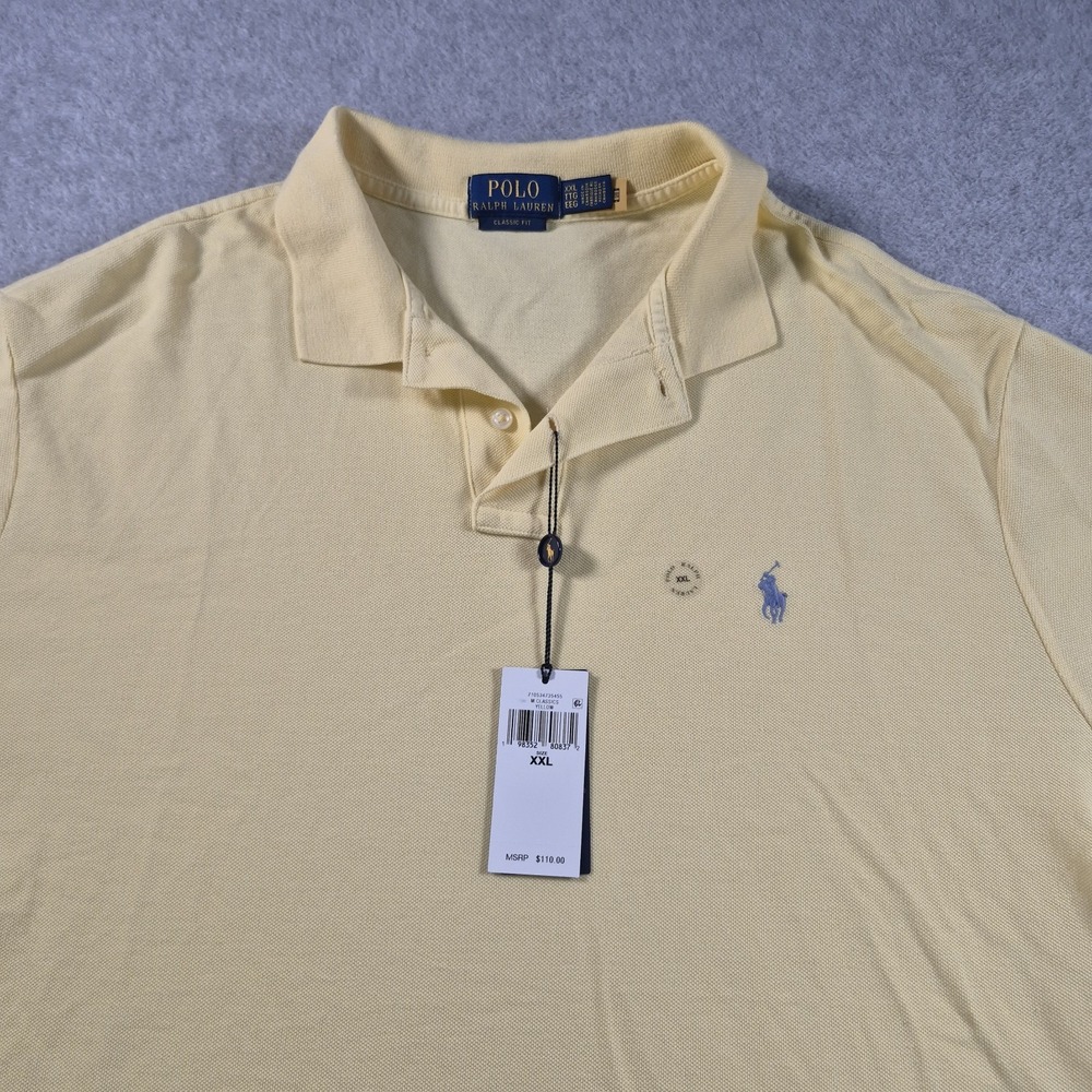 Polo Ralph Lauren Classic Fit Yellow Solid Short Sleeve Polo Shirt Men's XXL